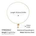 Detailed view of the 50cm golden stainless steel chain with droplet pendant and toggle clasp - Waterdrop Pendant OT Style (YYN025412) / Gold