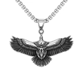 Silver eagle pendant necklace with box chain for men, fashion jewelry in silver finish - Eagle + Stainless Steel Chain