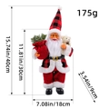 Standing Santa Claus doll in red buffalo plaid outfit with dimensions and 175g weight - Y2-37 Holding Bear Style
