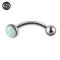 Piercing per sopracciglio in titanio G23 con barra curva e opale iridescente - 1.2x8x3x3mm / Opale OP17