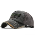 Distressed dark gray vintage baseball cap with green New York embroidery and orange brim detail - Adjustable / Army Green