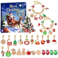 Christmas DIY charm bracelet kit with Santa Claus pendants and red green crystal beads - YD-08 Mass Sale Style