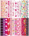 Pink Valentine's Day slap bracelet bands featuring assorted romantic heart patterns - 24 Designs Valentine's (Pack of 24)