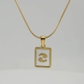 Collana segno zodiacale Cancro con catena a serpente dorata e ciondolo quadrato in madreperla - Cancro / Madreperla bianca