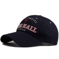 Gorra de béisbol de algodón azul marino con bordado de West Indies y palmera - Ajustable / Azul marino