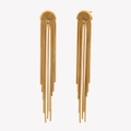 Elegant 18K gold plated stainless steel stud earrings with long cascading chain tassels - Long Tassel Stud Earrings - Gold