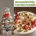 Christmas tree decoration kit with red and gold balls, snowflake ornaments and star topper - Gold/Red