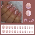 Unghie finte corte quadrate rosa e lilla con glitter argento e design french tip - Rosa Cielo Stellato (Stile Colla)