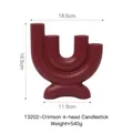 Modern purple red U-shaped 4-head geometric ceramic candle holder with dimensions - 13202 Purple Red 4 Heads Tall