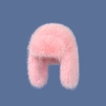 Plush pink winter trapper hat with soft faux fur ear flaps for cold weather comfort - One Size / Pink