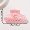 Pince à cheveux en acrylique rose marbré avec lettre C dorée pailletée, 8,6 cm - Pince à Cheveux Rose Marbré Lettre C