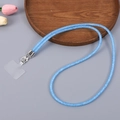 Sparkling blue crossbody phone lanyard with metal clasp and clear connector patch - Dark Blue