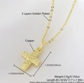 Collana a croce in rame placcato oro con 3 strati e lunghezza catena 45+5 cm - Stile Croce Lucida Placcato Oro Reale (NAB04-9) / Oro