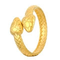 Golden snake-shaped open ring featuring intricate scale textures and dual-head design - Double Head Snake Style (S280)