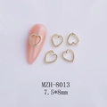 Detail of hollow heart metal nail art charms, size 7.5x8mm, gold finish for manicure - Hollow Heart Style (MZH-8013) / 50 Pieces / Gold