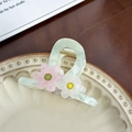 Sweet floral hair claw clip in translucent mint green with pink and white flowers - Light Green Small (Pink+White) - 8.2cm