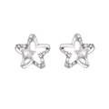 Elegante silberne Sternohrringe mit doppellagigem Design und funkelnden Kristallen - Weiß K 3962