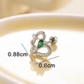 Orecchino a cuore argento con pietra verde a goccia e dettagli di misura 0,8 cm - Chiusura a Sfera con Vite / Argento-Cuore Verde (Singolo)