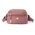 Bolso bandolera de nailon rosa empolvado impermeable con correa ancha de tela ajustable - Lila