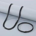 Set collana e bracciale a catena cubana in acciaio grigio scuro con chiusura - Set Nero 7mm