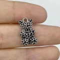 Ciondolo a forma di orso in argento con zirconi neri per accessori fai-da-te - Platino Zircone Nero