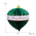 Pendaglio natalizio a nido d'ape verde con nastro Merry Christmas, 27x22cm - Palla a Nido d'Ape Verde