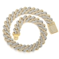 20mm iced-out two-tone gold and silver Cuban link chain with square pave-set clasp - 7-inch / 20mm Mixed Gold Silver