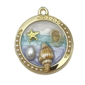 Golden ocean series charm with starfish, pearls and blue resin for DIY jewelry - Purple Ocean Pearl-22059