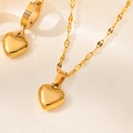 Set gioielli cuore placcato oro 18K con collana a catena sottile e orecchini a cerchio - Solo Collana a Cuore 029