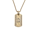 Detail eines goldenen Anhängers mit silbernem Buchstaben D und funkelnden Zirkonia-Steinen - Buchstabe D Anhänger-60CM Kette