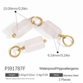 Set di 3 ciondoli in pietra naturale rosa con supporti in acciaio inox dorato per DIY - Set da 3 pezzi / Rosa Chiaro (PJ91787F)