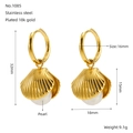 Minimalist 18k gold plated stainless steel shell pearl earrings set for women - Shell Pearl Earrings (ZE1085G)