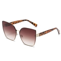 Cat eye sunglasses for women featuring brown gradient lenses and leopard print temples - Gradient Brown