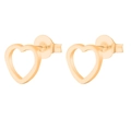 Pair of minimalist hollow heart-shaped stud earrings in a polished golden metal finish - Solid Heart / Rose Gold