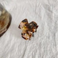Mini acetate hair claw clip featuring classic tortoiseshell pattern for styling - Yellow Coffee Floral