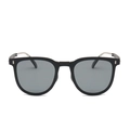 Foldable black square sunglasses with dark grey lenses and silver double rivet accents - 3rd Gen - Matte Black Grey Lens