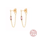 S925 sterling zilveren vergulde oorbellen met roze edelsteen en kwastje ketting - Goud-Stijl 1 Roze Zirkoon