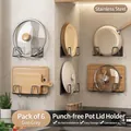 Gunmetal grey stainless steel wall-mounted pot lid rack set of 6 for kitchen organization - Stainless Steel / 6 Pairs / Gunmetal