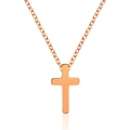 Collar de cruz de acero inoxidable chapado en oro rosa de 18K para hombre y mujer en blanco - Oro rosa
