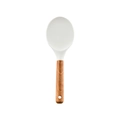 Creamy white silicone rice spoon with wooden handle and non-stick textured surface - Rice Spoon