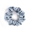 Elegant light blue 100% mulberry silk scrunchie with a glossy satin finish texture - 3.5cm/19 Momme / Grey Blue