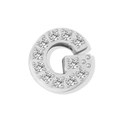 Micro-pave letter G charm in silver plating with sparkling clear rhinestones - Letter G - Steel Color