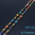 Golden chain necklace with colorful evil eye beads, 17g weight and 710x6mm size - Multicolored Butterfly Style (KN233678-Z)