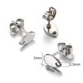 Silver stainless steel 8mm oval earring post with hanging loop for DIY jewelry making - Water Drop (5x8mm) / Steel