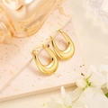 Polished 18k gold-plated thick teardrop hoop earrings in a minimalist luxury style - EH002/Thick Teardrop / Gold