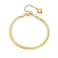 Cadena de serpiente minimalista de oro de 18K con colgante de corazón ajustable - Pulsera (3mm*17+5cm) / Color Acero