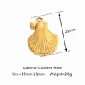 Golden shell-shaped stainless steel charm for DIY jewelry, 15x21mm minimalist pendant - Gold Scallop Shell (DY1063-2)