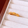 Close-up of vintage gold-plated twist flower ring with frosted texture on white fabric box - Twisted Texture Real Gold Plated Style