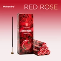 Mahendra Red Rose incense sticks in bulk packaging with floral design and burning stick - Red Rose