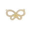 Golden butterfly jewelry pendant with sparkling cubic zirconia for bracelets and necklaces - Gold Hollow Large Butterfly (L0383-A)